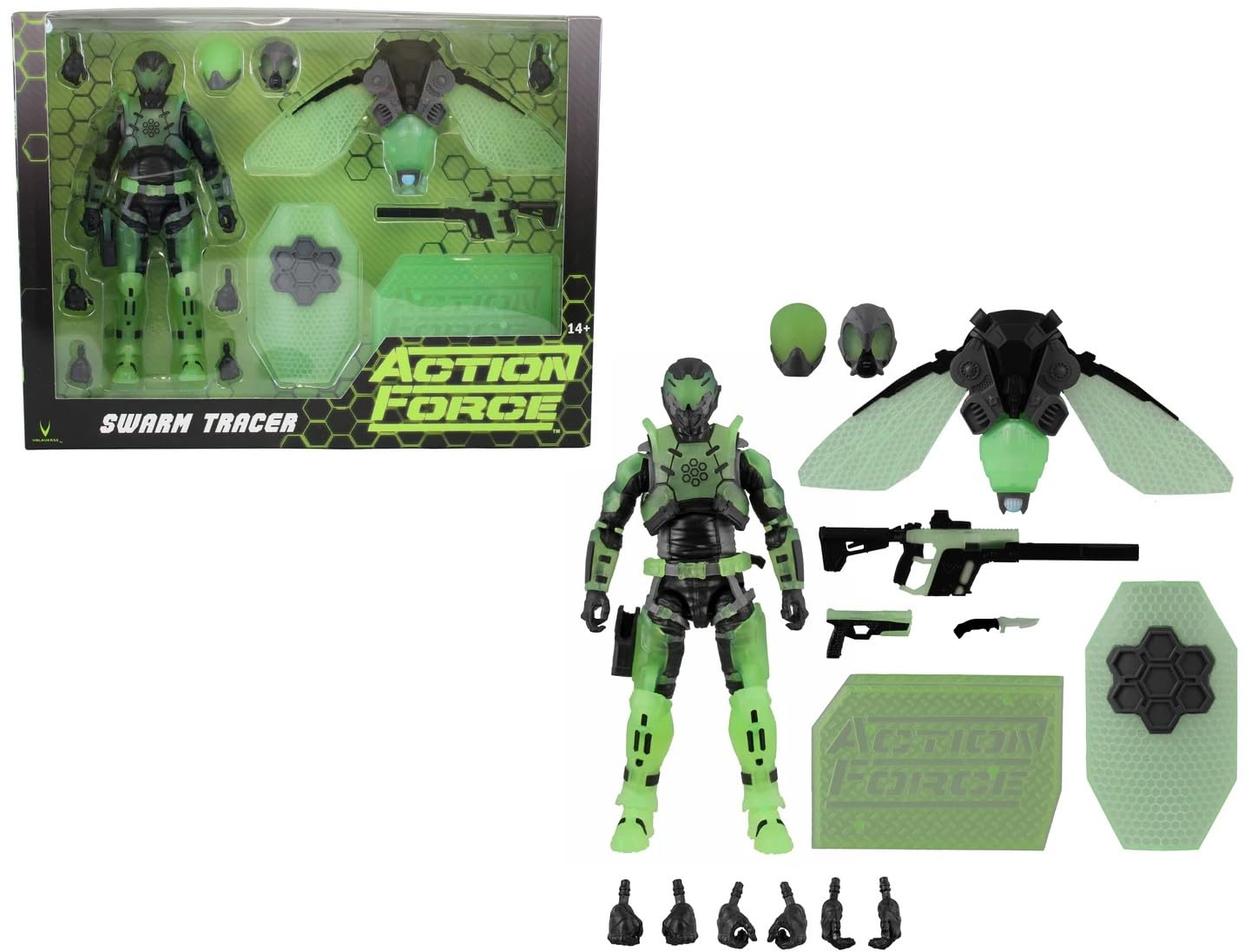 Action Force Valaverse Series 4 Swarm Tracer Premium 6-Inch Scale Action Figure with Multiple Accessories & Glows in Darkness.