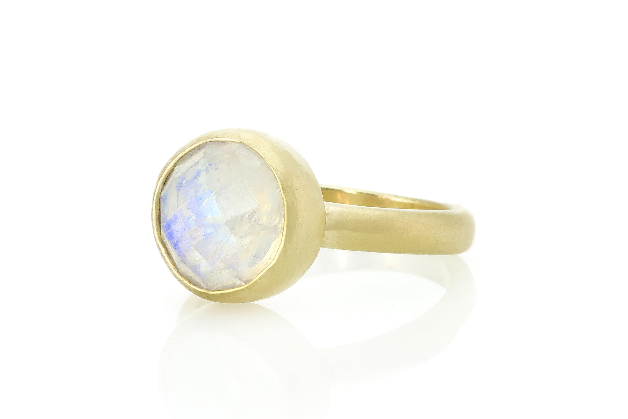 10mm Runde 14k Gold Regenbogen Mondstein Lünette Set - Gold Gefüllt Handgemachte Ring - Juni Geburtsstein Ring - Ideale Geschenk oder Verlobungsring - Vorschlag-Schmuck
