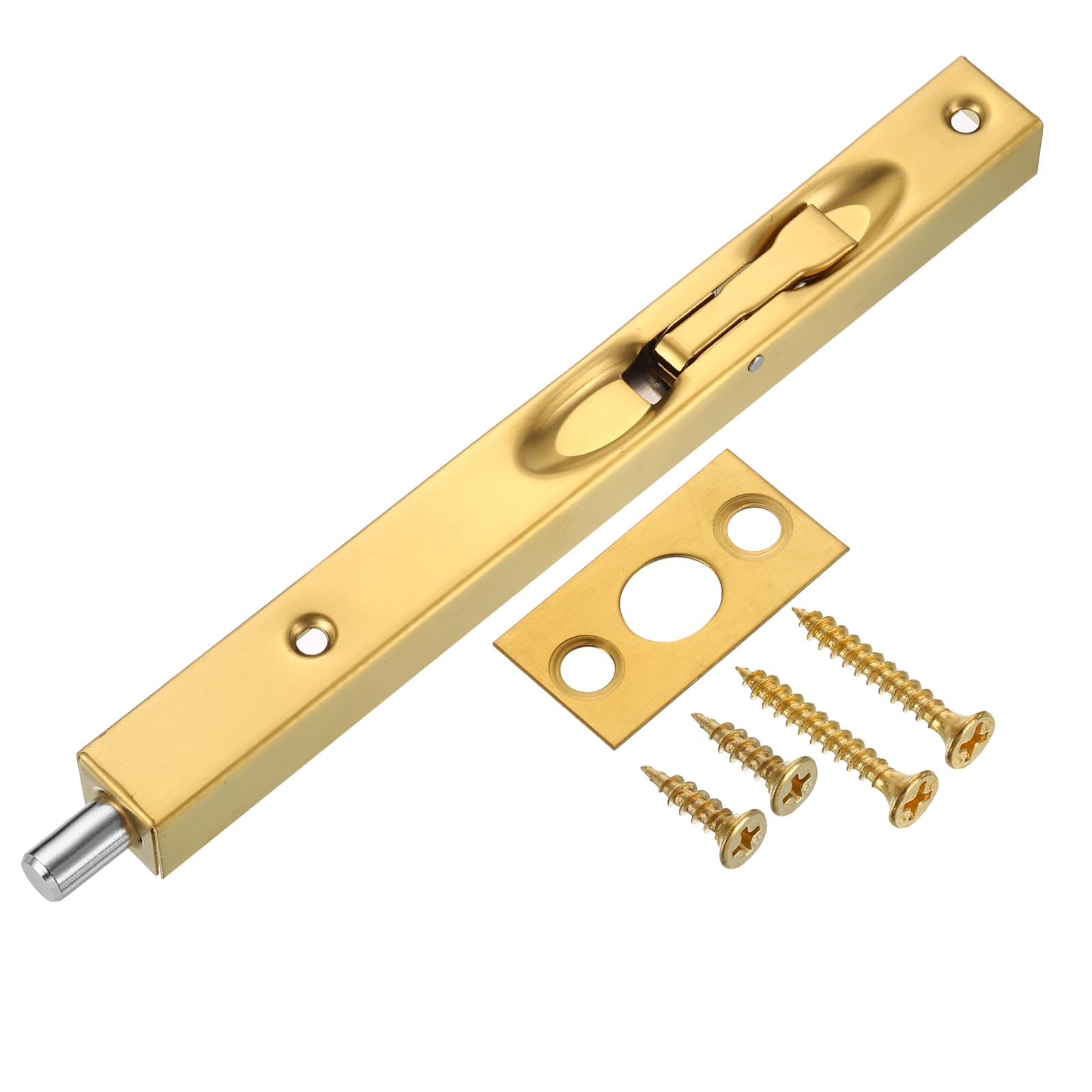 sourcing map Flush Bolt, 8-inch Stainless Steel Security Door Guard Lever Action Latch Slide Lock, Gold