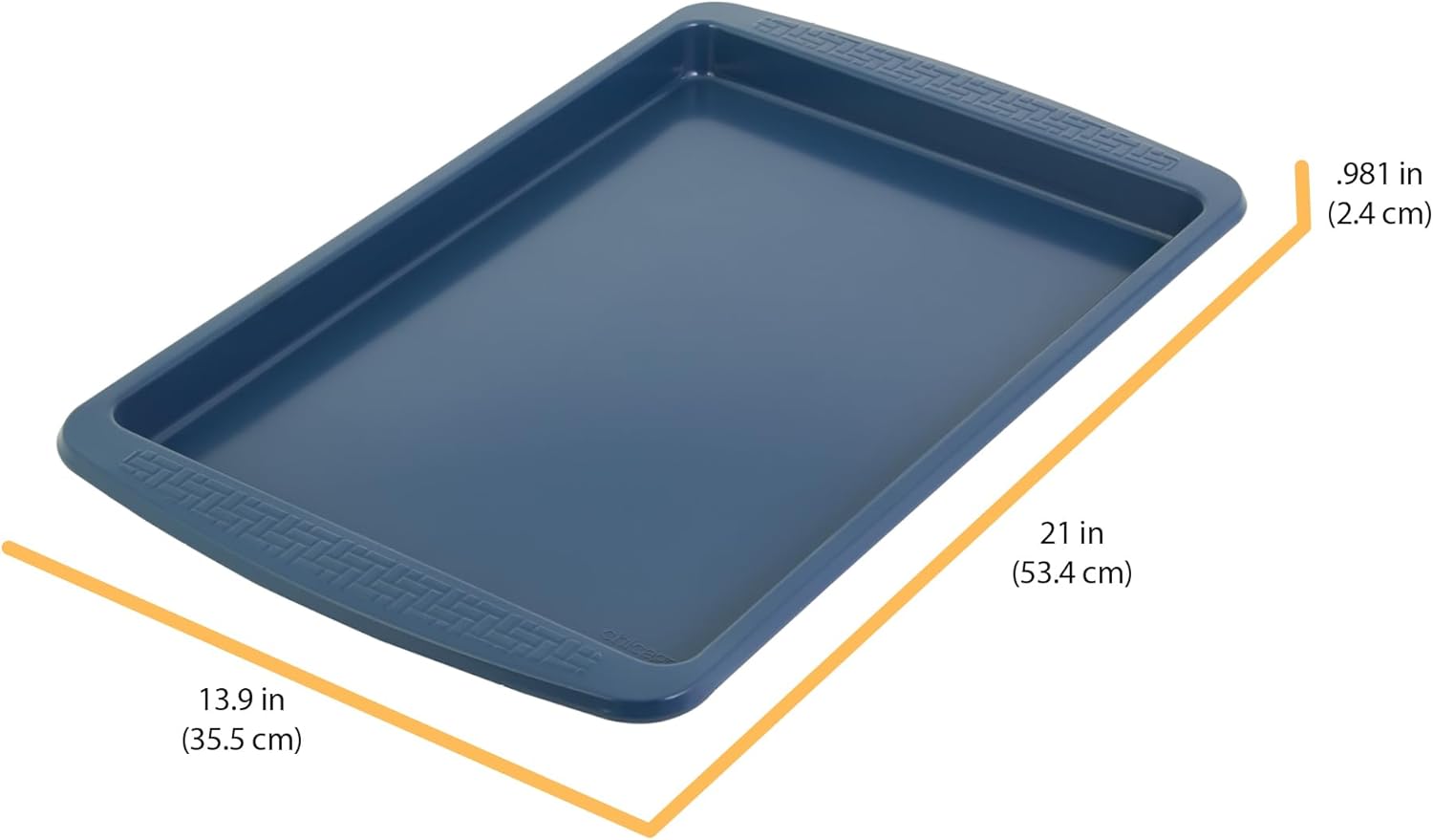 Chicago Metallic Everyday Non-stick Large Baking Sheet, Perfect for making cookies, one-pan meals, roasted vegetables, and more! 21.06 x 13.98 x 0.98 Inch, Blue - Image 2