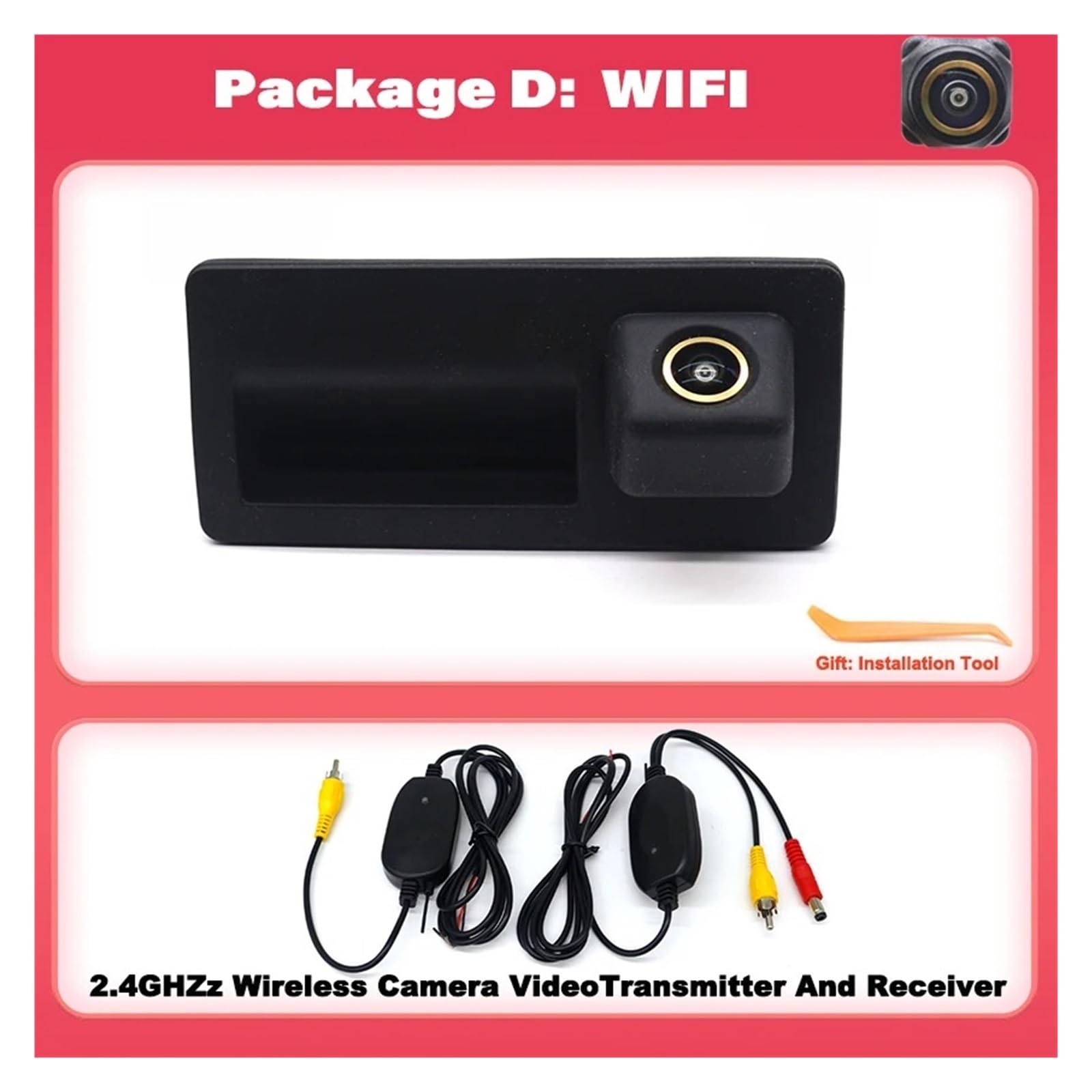 Zamiennik kamery cofania do VW Tiguan I 5N B7 2007-2017 HD uchwyt bagażnika samochodu kamera cofania CCD noktowizor kamera cofania (złoty prostownik CAM) (Golden CAM WIFI)
