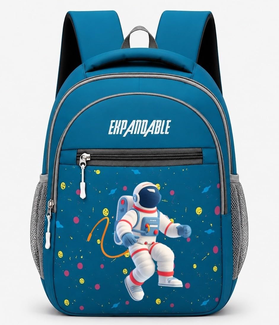 Kids Astronaut School Backpack - Large Capacity Galaxy Space School Bag for Boys & Girls - Lightweight Water-Resistant Bookbag for Elementary Students - Blue 3D Outer Space Design-image-26