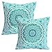 Stylo Culture Indian Scatter Fundas de Cojines Green Print Floral Throw Pillows Funda de cojín Cotton Square Traditional Mandala Ombre 40x40 cm Funda de cojín (Juego de 2 Piezas)