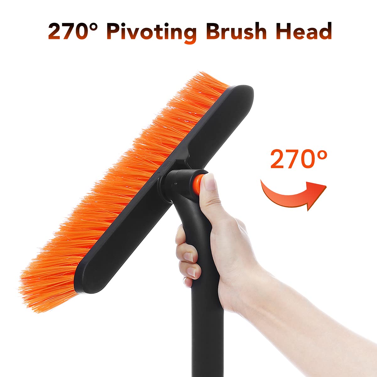 MATCEE Raspador de hielo y cepillo de nieve con poste extensible para parabrisas de coche y agarre de espuma desmontable 2 en 1 para quitar nieve para coche, SUV, camión, parabrisas auto