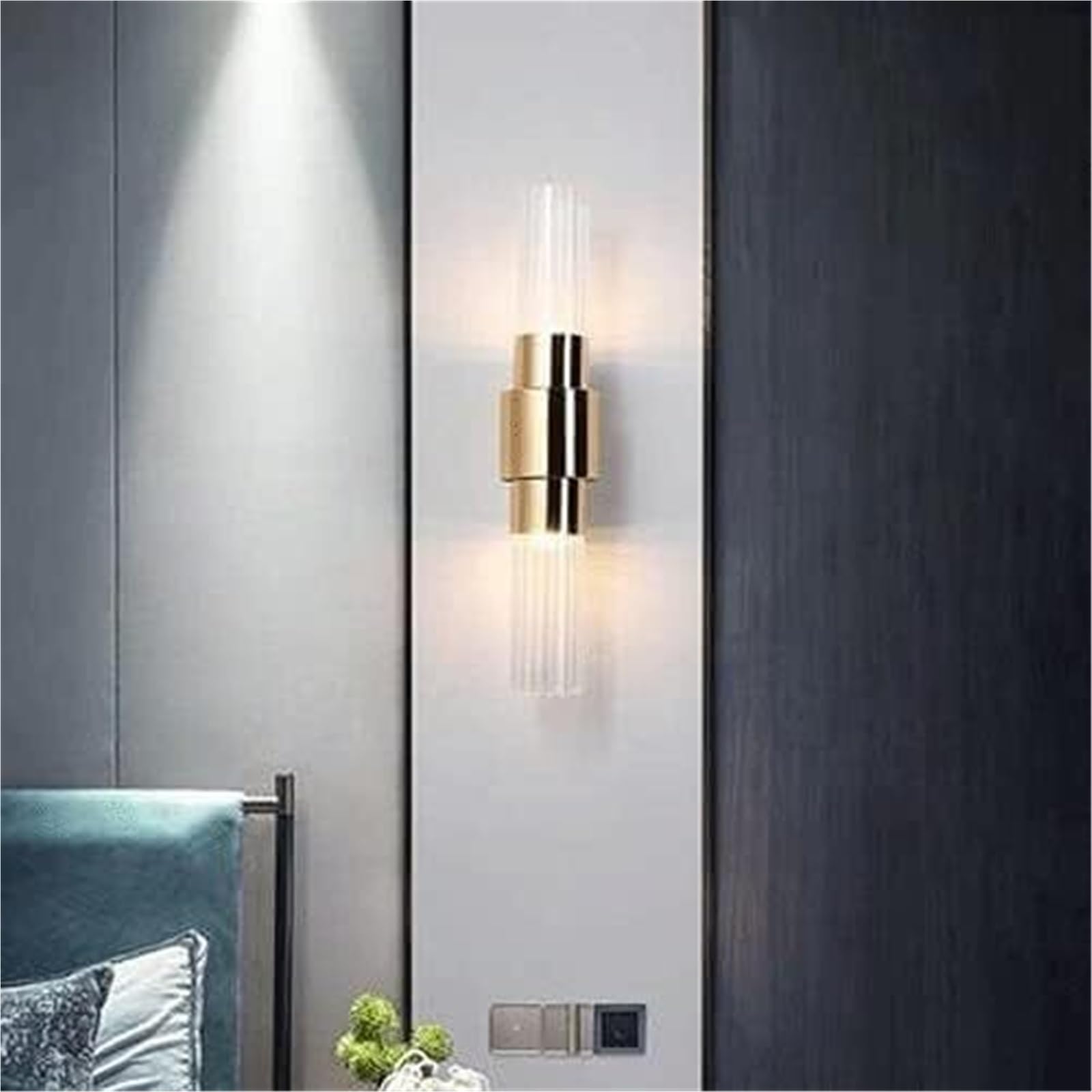 Applique da Parete per Interni Lampada da Parete Industriale V-intage Finitura in Ottone Luci da Parete Attacco E27 Applique Illuminazione per Camera da Letto
