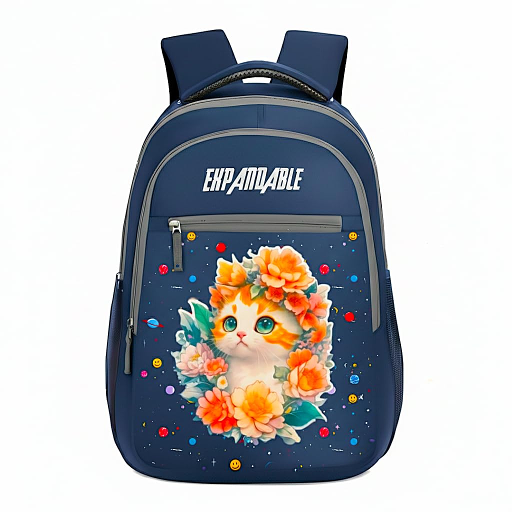 expandable Kids Premium School Backpack for Girls - Cute Cat Floral Design, Lightweight Travel Daypack, Durable Bookbag for Elementary School-picture-37