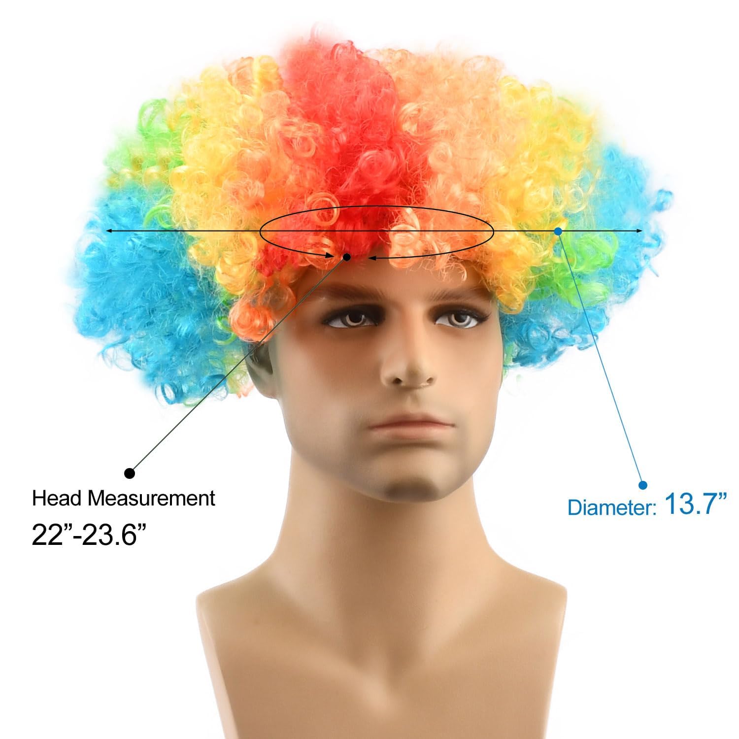 Unisex Short Fluffy Afro Wigs-Women Men Kinky Curly Disco Hippie Wig for Costume Cosplay Halloween Christmas Party (Multicolor) - Image 2