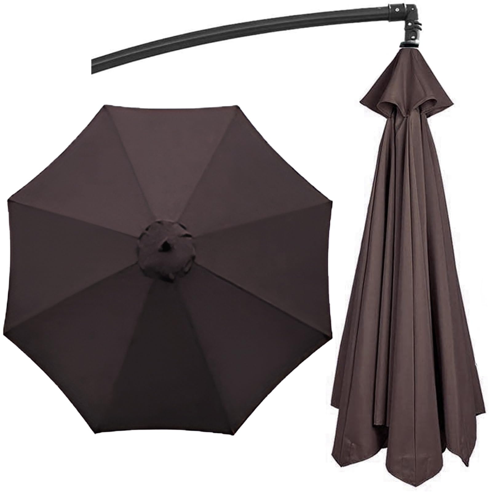 Replacement Parasol Canopy Fit 200cm/270cm/300cm+6 Arms/8 Arms Round Sun Umbrella Replacement Cloth UV50+ Washable Garden Parasol Replacement Canopy Cover(Color:Brown,Size:6 ribs-2.0 m/(6.5ft))