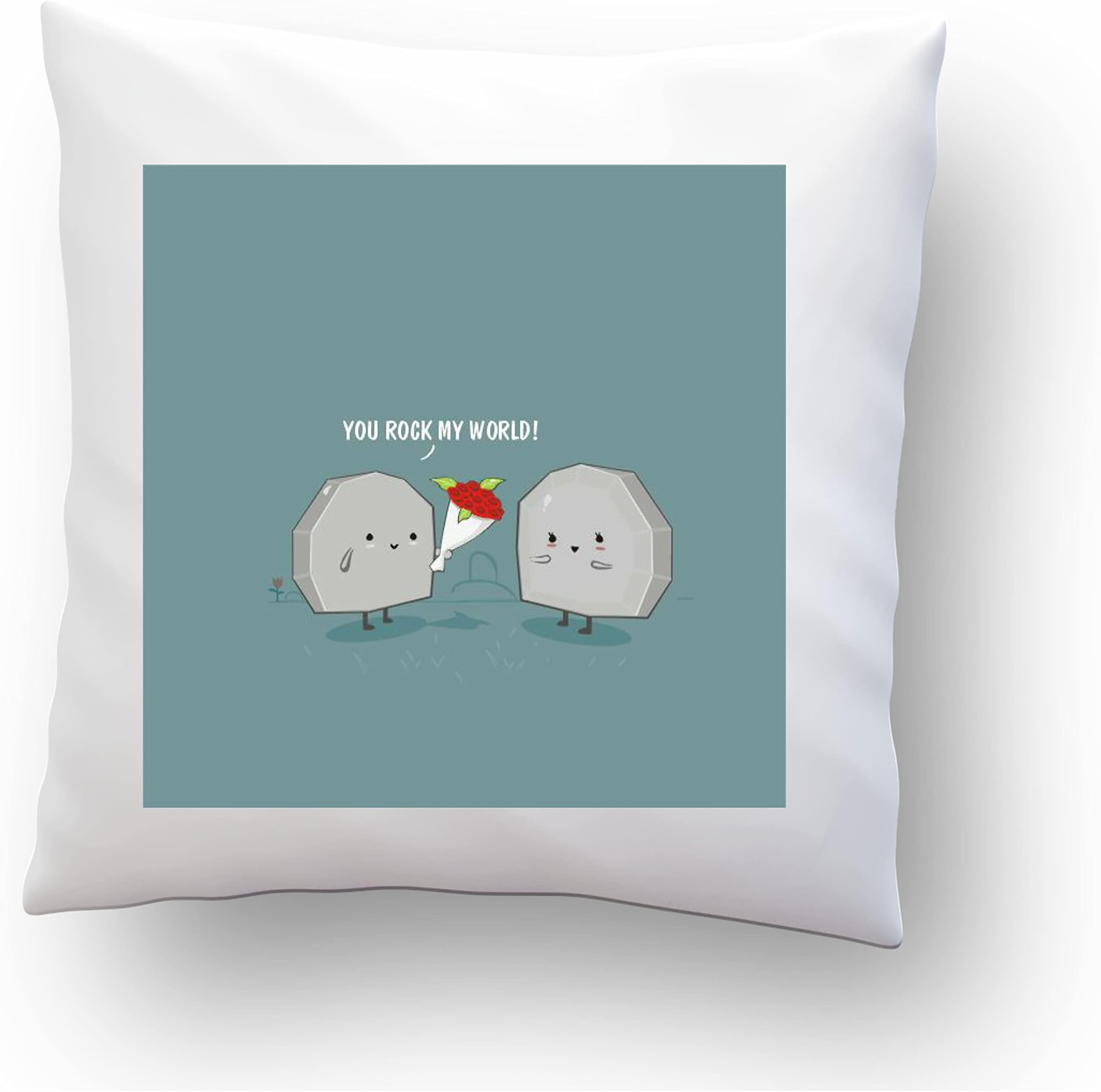 You Rock My World 16*16 INCHES Pillow with Filler | Merch for Your Favourite Brother / Sister / Best Friend / Lover