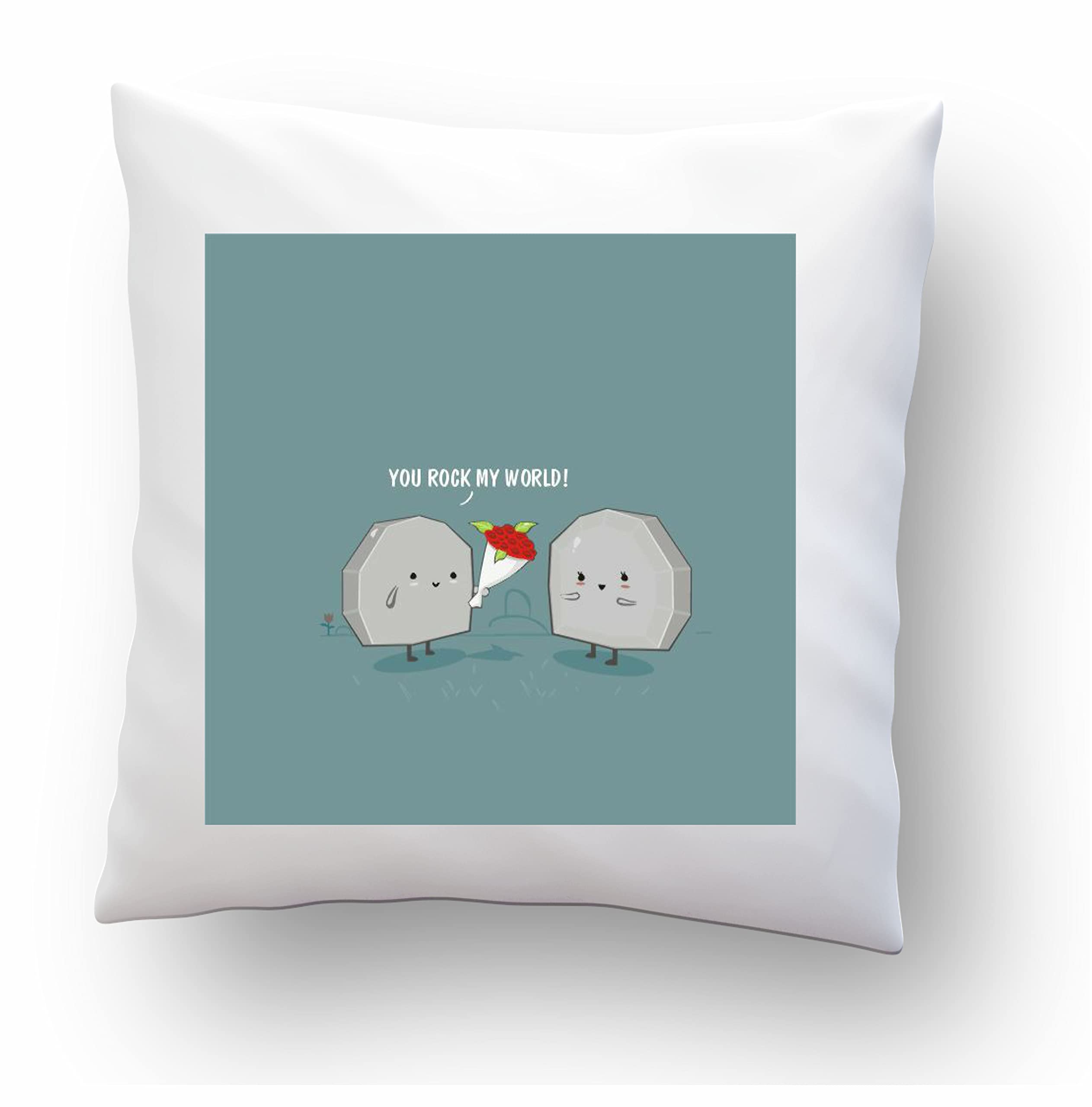 You Rock My World 16*16 INCHES Pillow with Filler | Merch for Your Favourite Brother / Sister / Best Friend / Lover