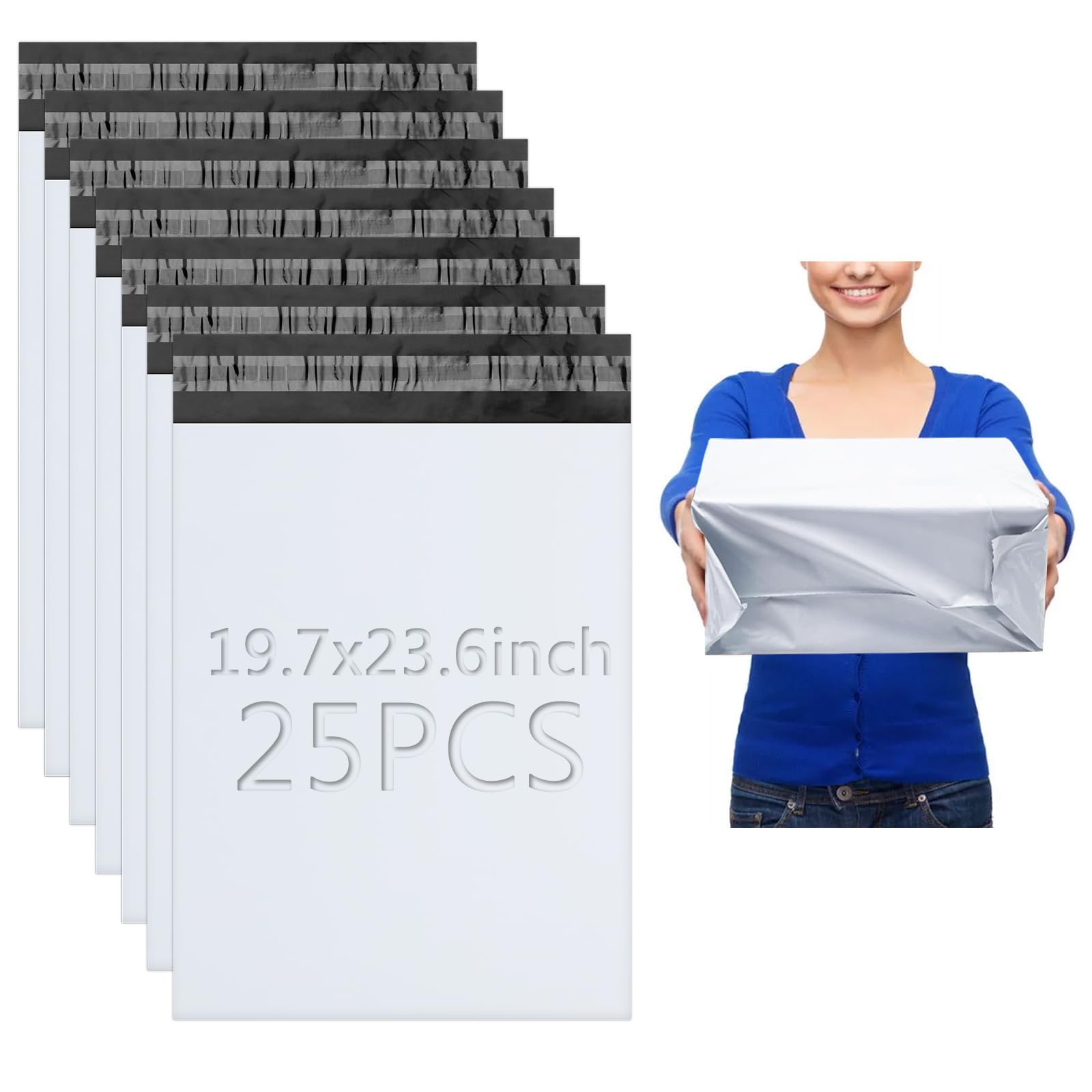 XRXYMQ 25 Pcs Parcel Bags 19.69"×23.62"(50x60 cm) Postage Bags Grey Mailing Bag Waterproof Shipping Bag Tear-Proof Self-Seal Vinted Shipping for Postage Delivery Parcels Clothes