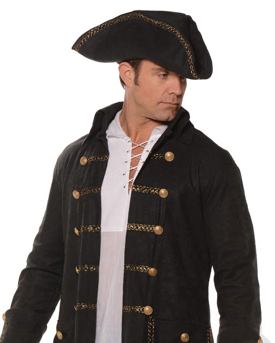 Horror-Shop Cappotto Pirata Nero con Cappello One Size