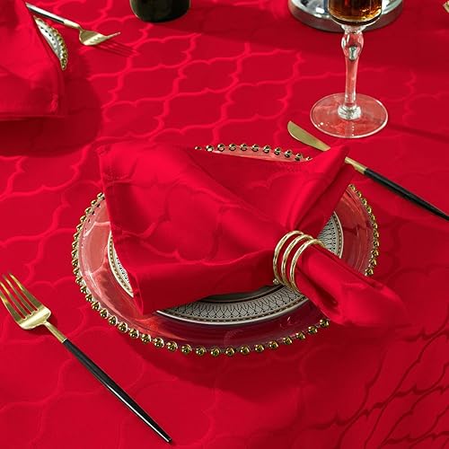 Miniatura 8 de Servilletas de tela jacquard de 20 x 20 pulgadas, patrón de flores, 4 piezas, sólidas, lavables, cómodas para restaurantes, cenas familiares, bodas,