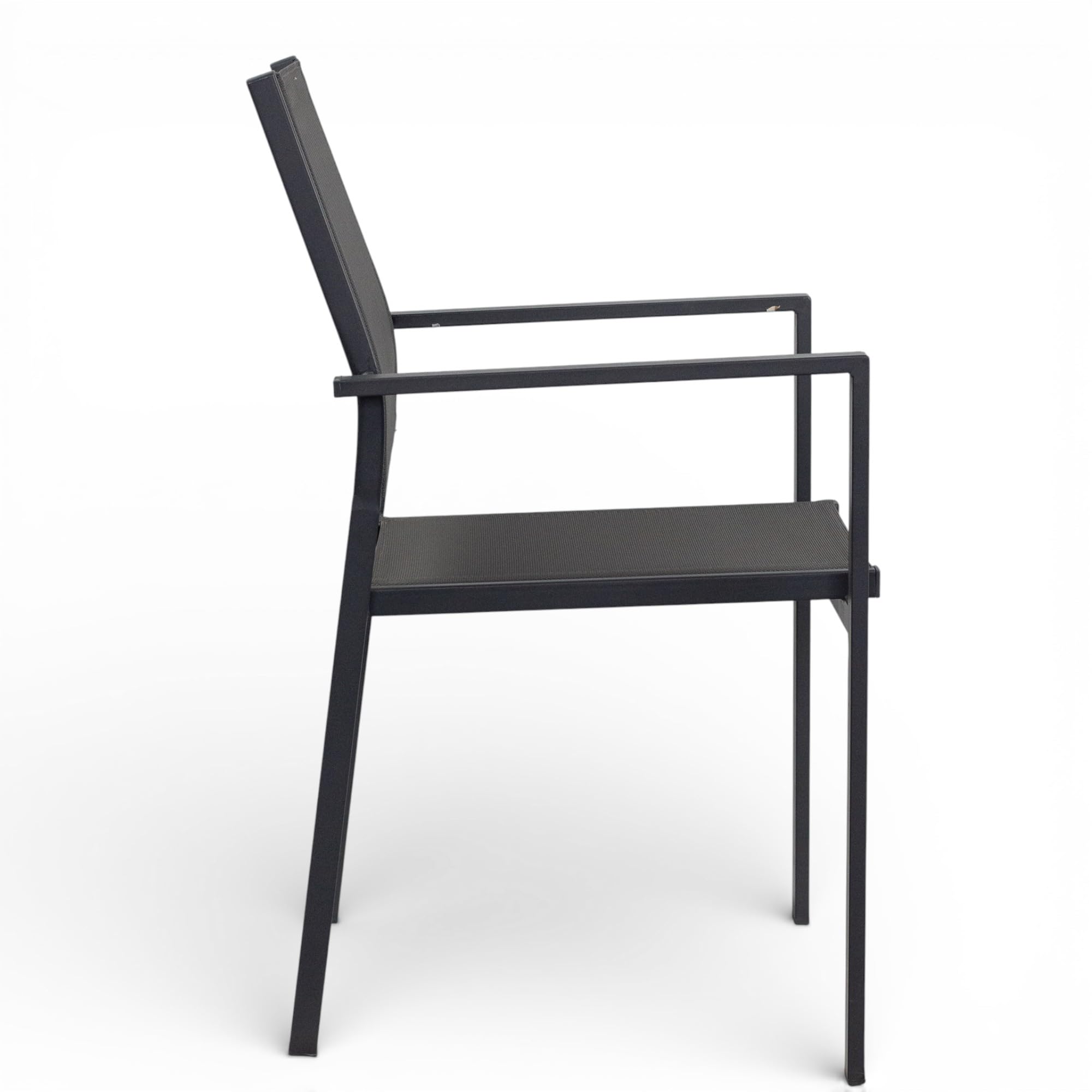 Pincho Set de 4 Sillas de Jardín Exterior, Acero y Textileno Antracita, 56x65x103 cm, Plegables, con Reposabrazos, para Patio Terraza Balcón Camping