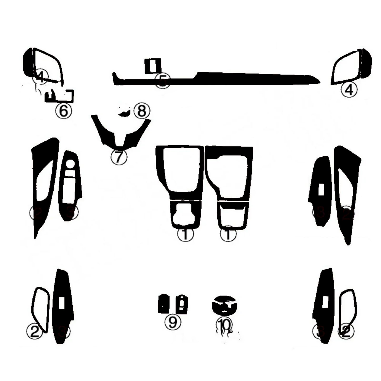 Autocollants 5D noir fibre de carbone Mazda 3 Axela pour console centrale - 8