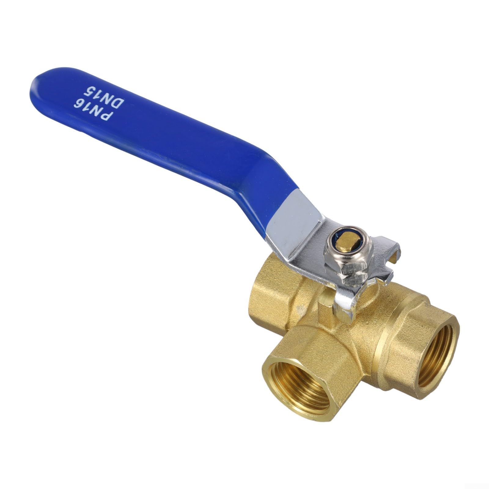 3-Way Brass Ball Valve with L/T Bore, Manual Lever Operated Fixed Ball Valve for Water, Oil & Gas – Internal Thread Connection, .6 MPa Pressure Rating, /4" to " Sizes(DN15 T Type)
