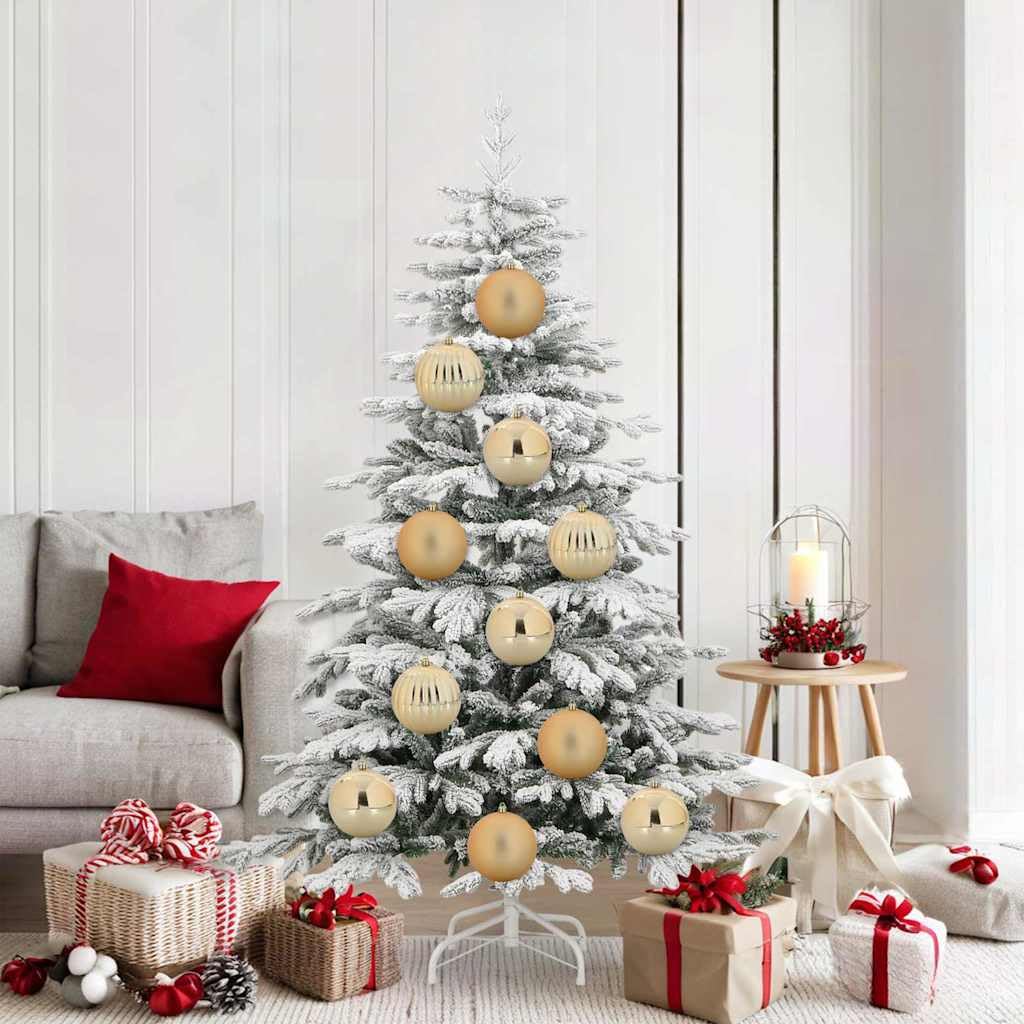 Weihnachtskugelset XL 9-teilig gold Kunststoff glatt matt verschiedene Formen Kugeln und Anhänger für Weihnachtsbaumschmuck Deko Advent Tannenbaum Winterdeko