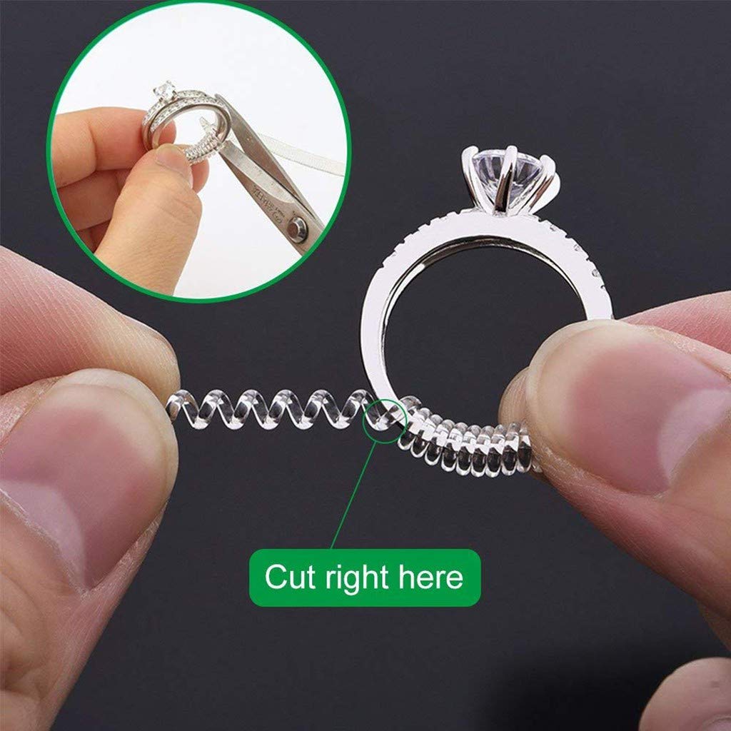Xisheep Loose Clear, 15 Ring Size Adjuster with 3 Sizes Clear Ring Sizer Resizer Fit for Loose Rings Home DIY for Easter in Clear