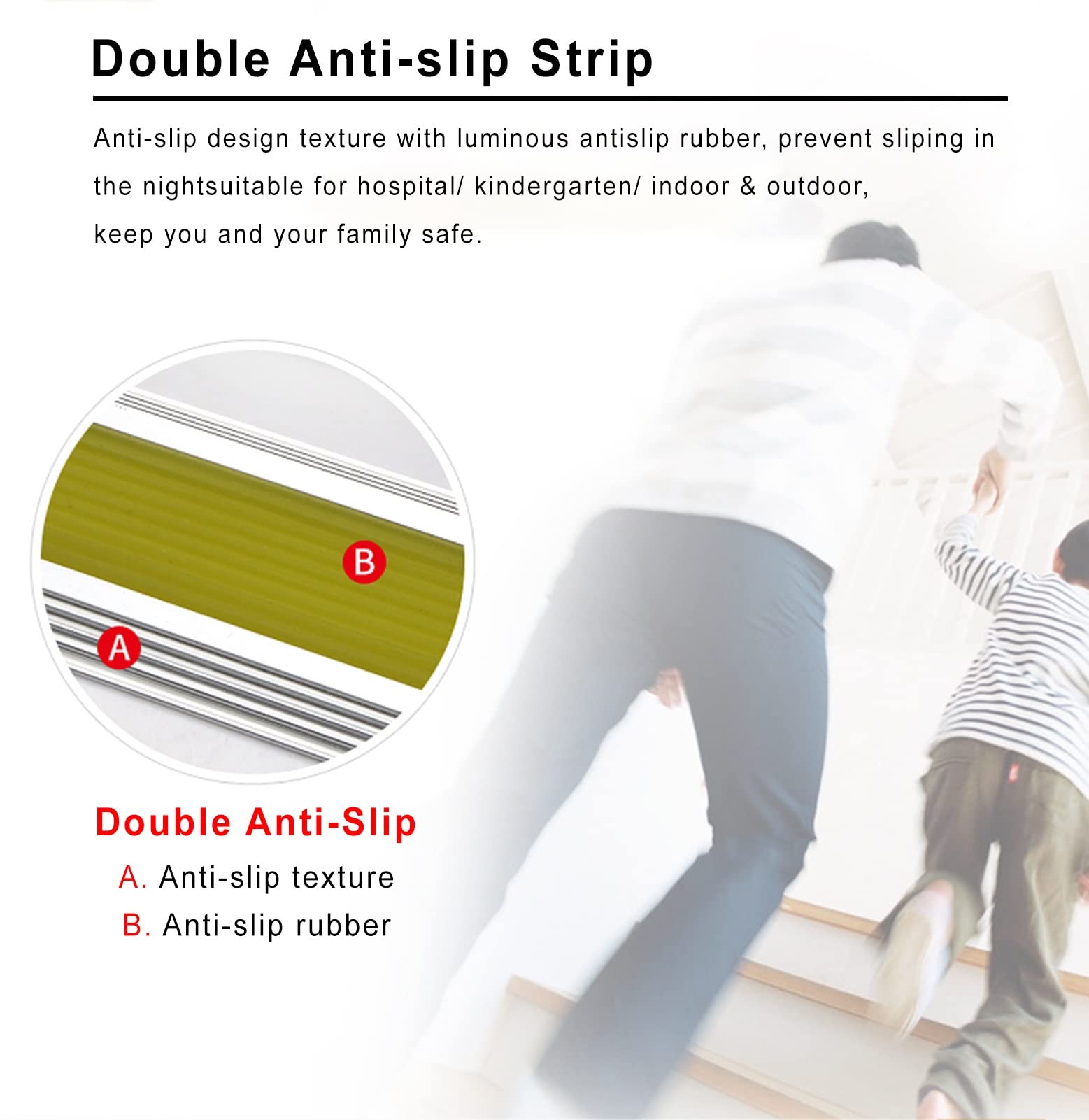 Transición Para Suelos Tiras Luminosas de Transición Antideslizante, Brillo en La Noche Seguro para Niños/ancianos, Protector de Esquinas para Escaleras Hospital/residencia, Resistente a La Suciedad
