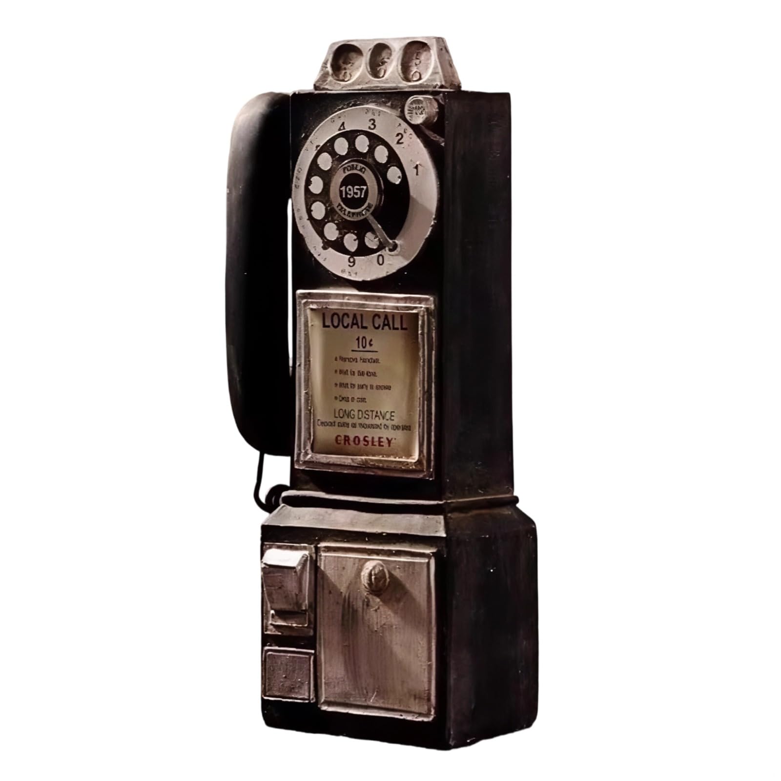 Czarny telefon ścienny w stylu vintage, retro telefon z lokalnymi połączeniami i etykietami dalekiego zasięgu, idealny dla kolekcjonerów nostalgii