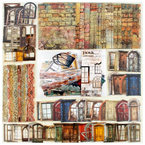 Diuhofart Vintage Scrapbooking Kit, 90 Sheets Lost Garden Theme, Scrapbook Stickers and Decorative Papers Collage Materials, Ephemera for Junk Journal Supplies, Journaling, Crafts Arts, Scrap Booking