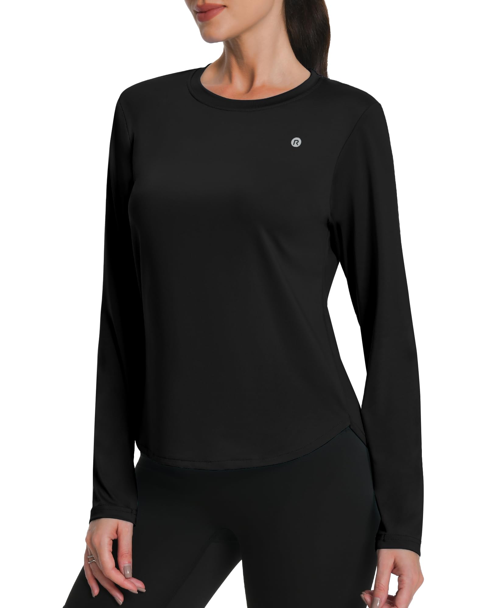 Runhit Sportshirt Damen Langarm, UPF 50+ UV Shirt Funktionsshirt Locker Atmungsaktiv Schnelltrocknend, Leichtes Laufshirt mit Daumenloch & Schlitzsaum für Fitness Yoga Outdoor Sport
