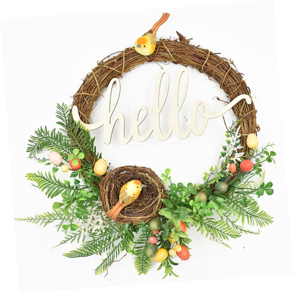 Cabilock 2 Pz Ghirlanda Pasquale Ghirlande Di Vimini Decorazioni Per Feste Alla Moda Ghirlande Succulente Artificiali Ghirlanda Di Porta in Rattan Di Porte Per Uccelli Nido Bambù