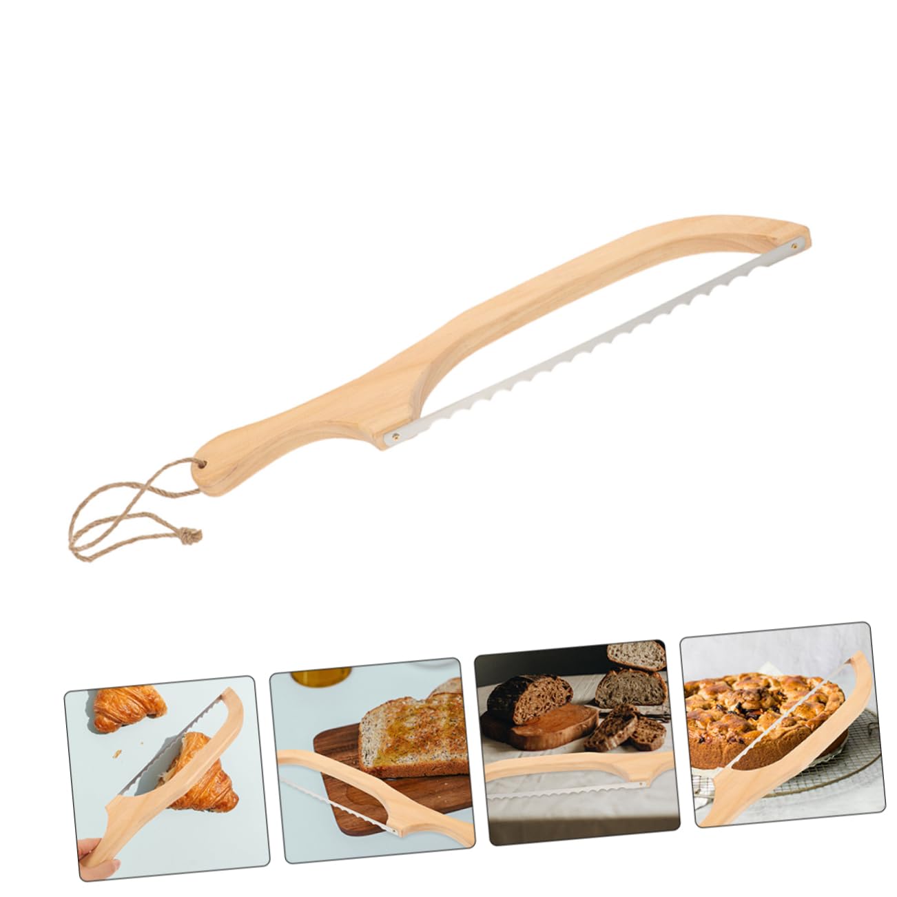 MAGICLULU 6 Pièces Outil Pour Trancher Le Coupe- En Acier Inoxydable Gâteau Gravé Coupe-gâteau Dentelé Outil De Coupe De Cuisson Coupe-gâteau En Acier Inoxydable Long Bois