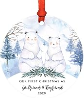 Vista 85 de Andaz Press Adorno de recuerdo de Navidad de metal redondo personalizado para la familia, My First Christmas As Gigi 2024, acuarela de osos polares