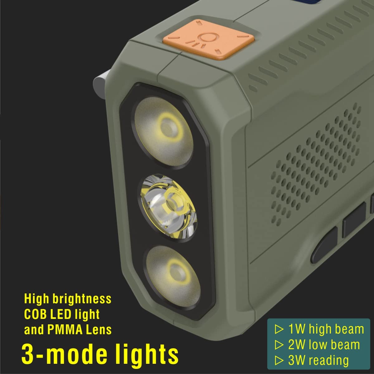 Radio/FM con Bluetooth Radio de Emergencia BateríA Incorporada de 4500Mah Receptor de Radio con Manivela Solar PortáTil Radio para Exteriores
