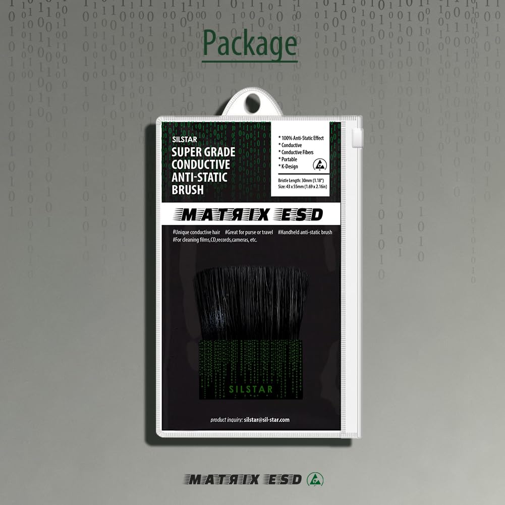 Matrix Super Grade przewodząca antystatyczna szczotka elektrostatyczna ESD ESD 43 mm do modeli miniaturowych, aparatów, zdjęć, folii, płytek drukowanych, telefonów komórkowych i płyt winylowych,