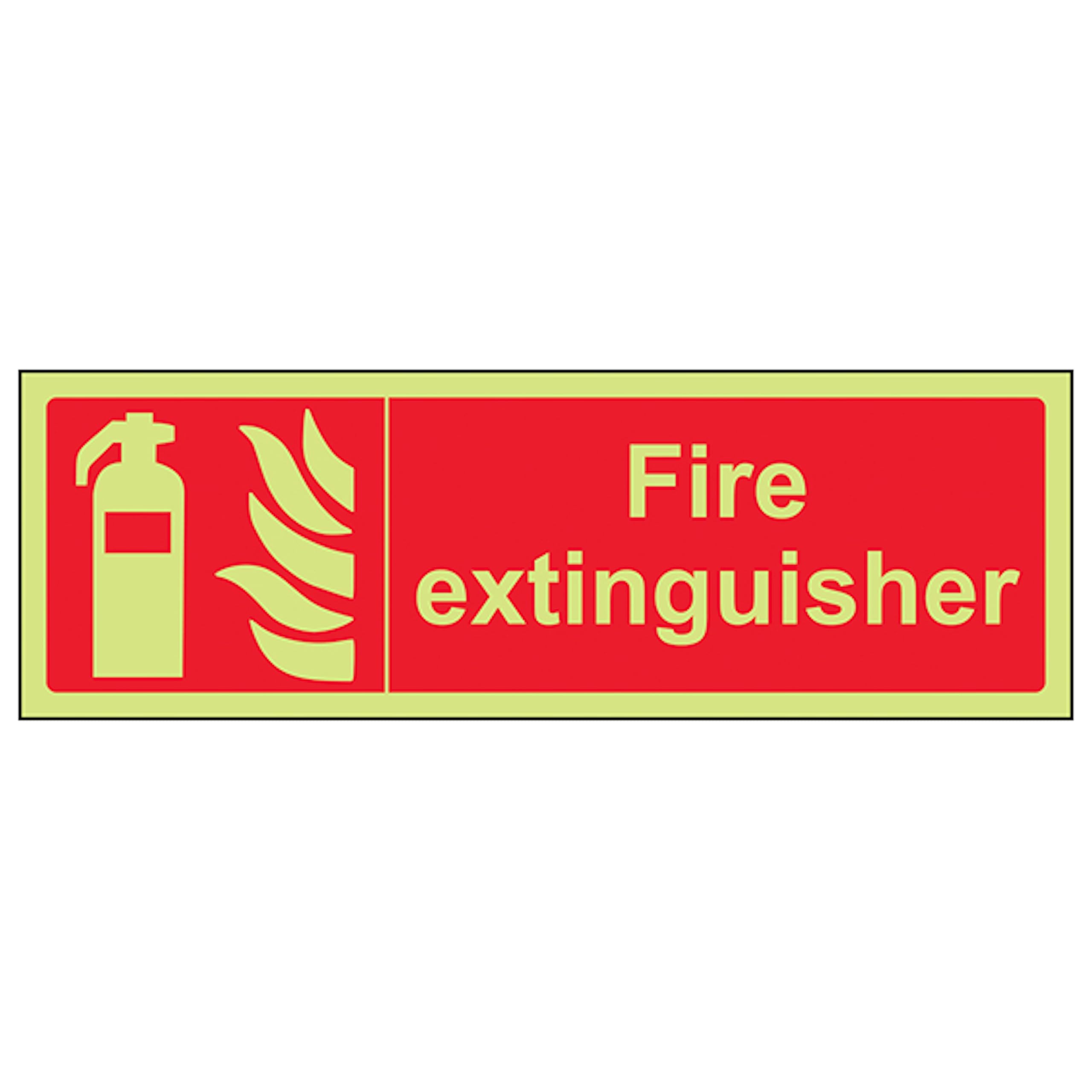 V Safety GITD Fire Extinguisher - Landscape 300 x 100 mm - Glow In The Dark Self Adhesive Vinyl Safety Sign