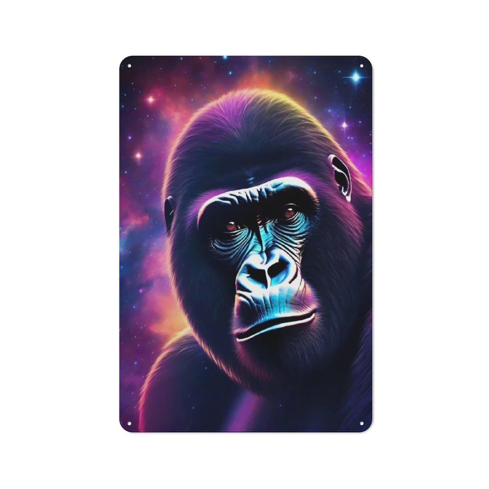 Junmoney Space Gorilla Vintage Metal Wall Decor 30X20cm, Metal Gift Sign For Hallway, Home Bar, Garage Or Study