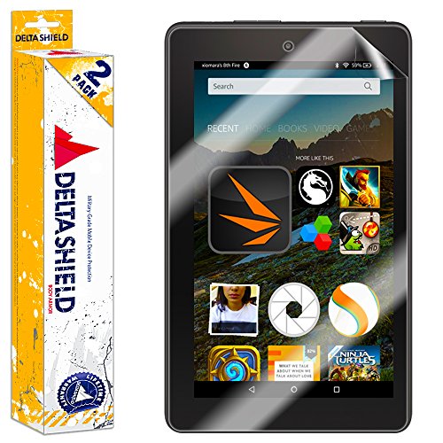 Deltashield Screen Protector For Amazon Fire 7 Inch (2015)(2-Pack) Anti-Bubble Military-Grade Clear Tpu Film #TOP7
