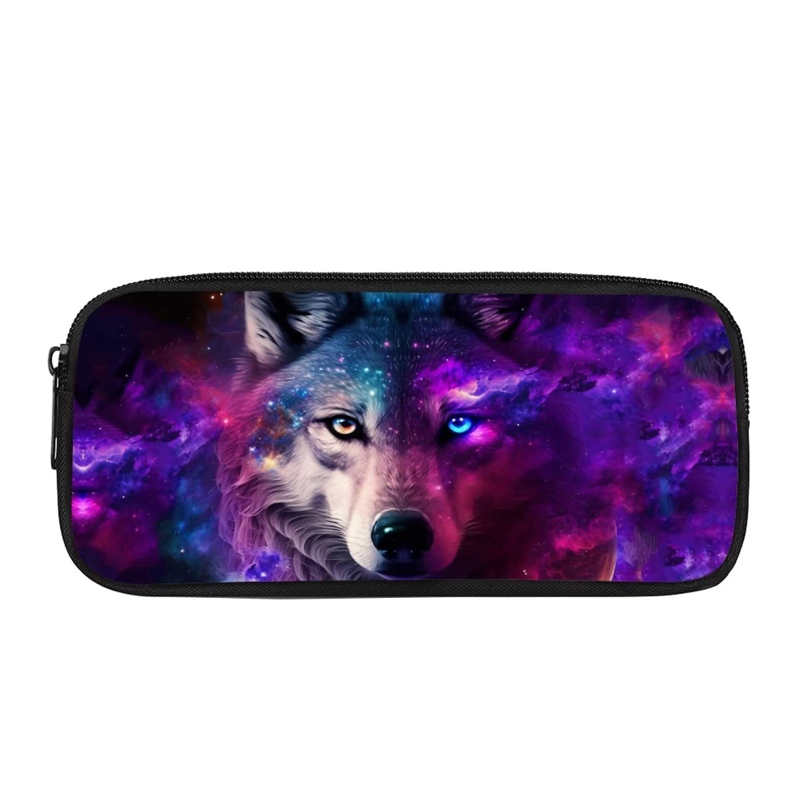 HELLHERO Galaxy Wolf Pencil Case for School Girls Boys Kids 4-8 9-13 10-12 Pen Bag Large Capacity Pencil Holder Organzier Zipper Pen Box Stationery Pouch Adults Coin Purse — image 1