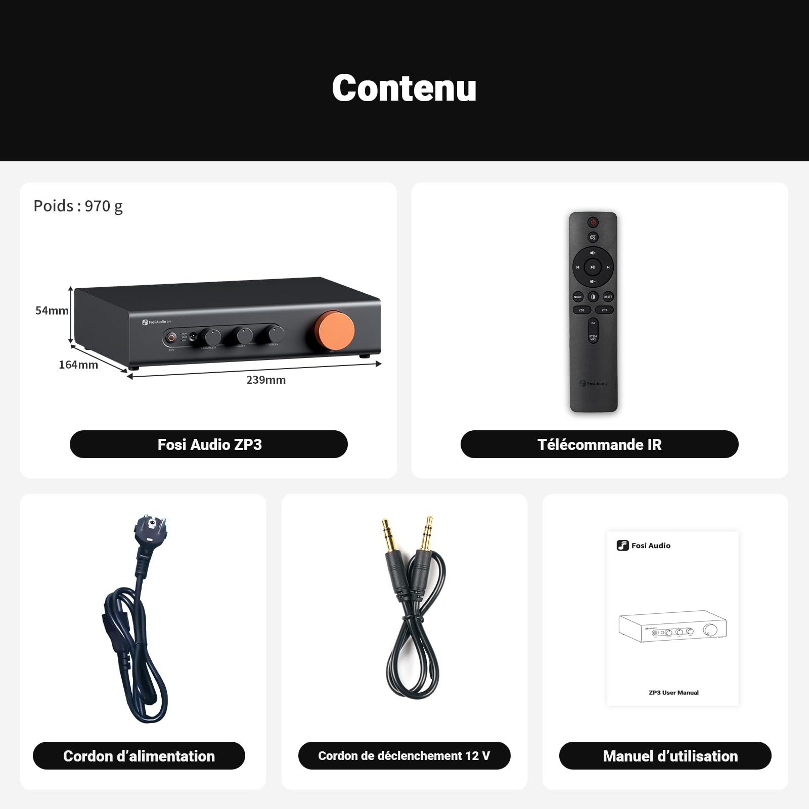 Fosi Audio ZP3 Préampli Symétrique, 2 Entrées RCA et 1 XLR, Sorties RCA/XLR et Sub-Out, Préampli pour Configuration Stéréo 2 Canaux et 2.1, Préamplificateur avec Filtre Passe-Haut HPF