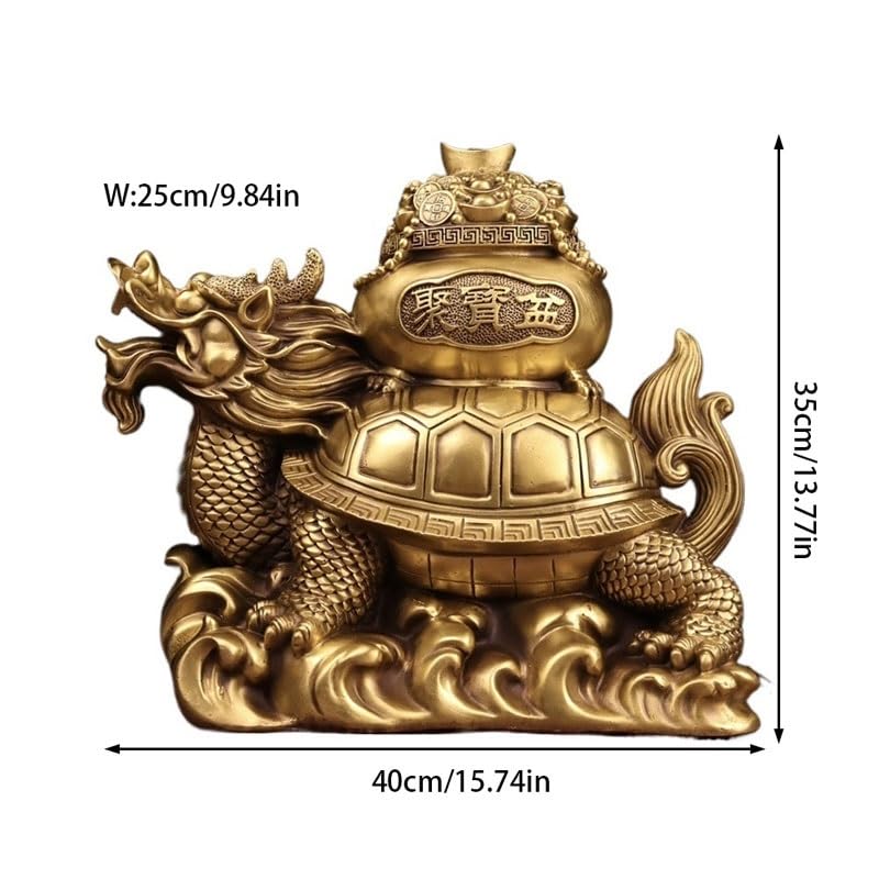 Escultura Decorativa para el hogar, para encimera de Oficina, Adorno de dragón y Tortuga de latón, Estatua de Cobre Feng Shui para Porche