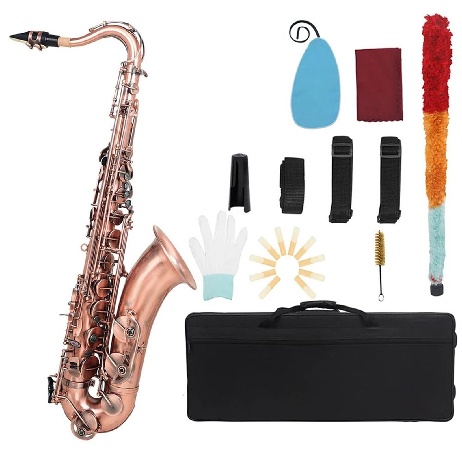 Mosiężny Saksofon Tenorowy Profesjonalny Saksofon Bb Z Rękawiczką Materiałową Akcesoria Do Ustnika Z Trzciny profesjonalny Saksofon (Color : 06)