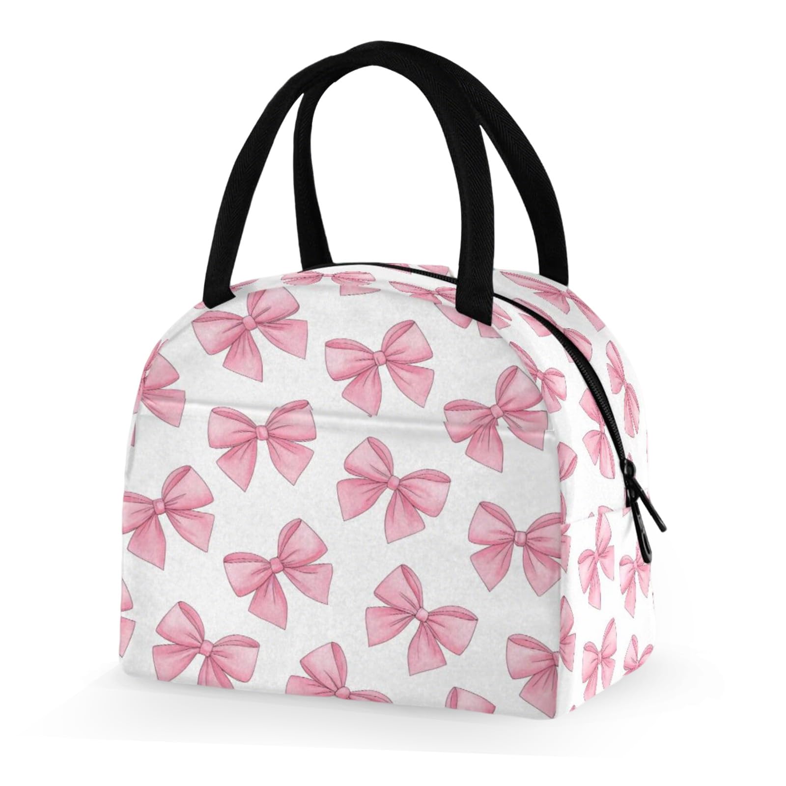 Insulated Lunch Bag for Women Girls, Chic Pink Butterfly Bow Lunch Bag Reusable Thermal Cooler Bags Leakproof Lunch Bag Adults Kids Packed Lunchbox for Work School Picnic Travel Beach Preppy Stuff — image 1