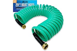 25FT Coiled Boat Water Hose - Garden Marine Grade