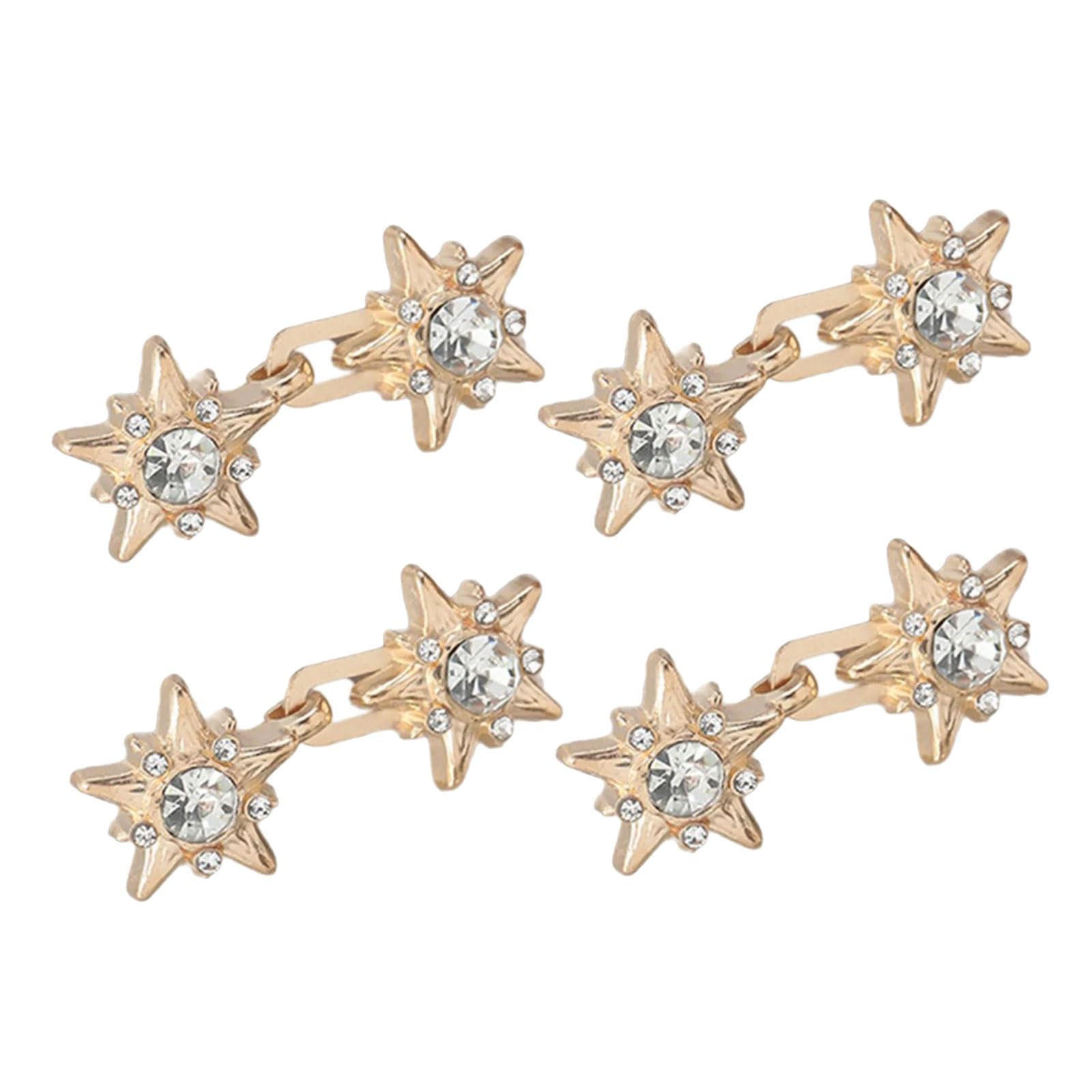 Qusinfc 4 Pairs Star Trousers Waist Tightener Button Pins Jeans Waist Buckles Not Sewing Required Trouser Button Pins Star