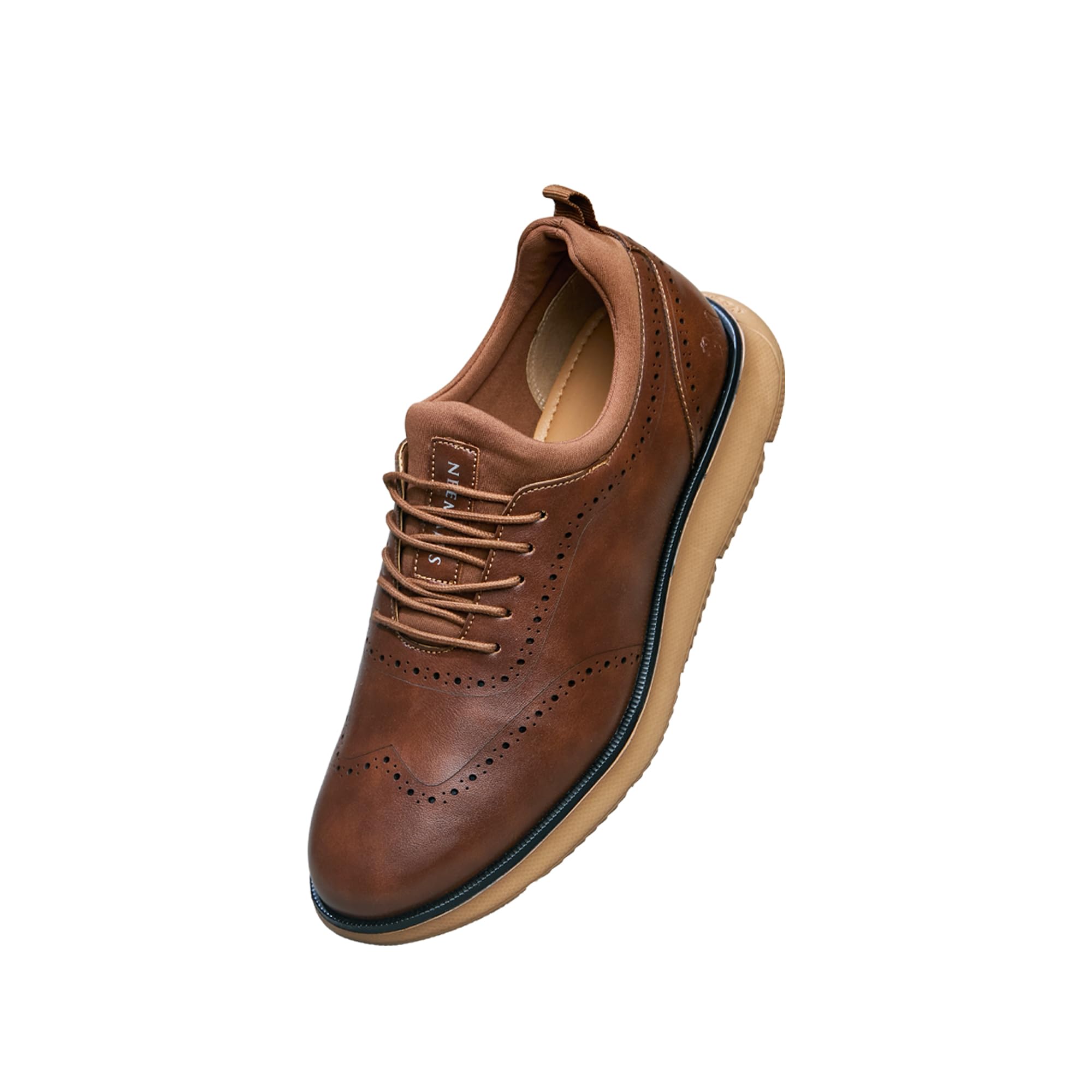 Crossover Brogues for Men | PU Leather & Mesh Upper, Cushioned EVA Sole | Lightweight Semi-Formal Lace-Up Oxfords for Office, Travel & Casual Comfort