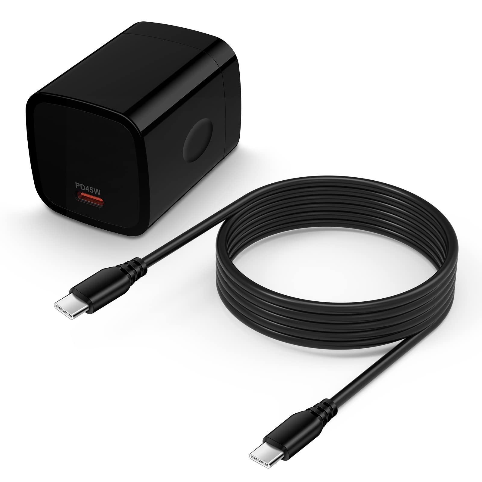 iPhone17 急速充電器 45W USB-C 充電器 Type-C + 60W USB C ケーブル*1.8m GaN採用/PD3.0対応/PSE認証 Hootek ACアダプター Type-C USB コンセント タイプC アダプター 電源 タイプC ケーブル MacBook Air、iPad、iPhone、Galaxy、Pixel、Androidその他各種TypeC 機器対応(全黒)