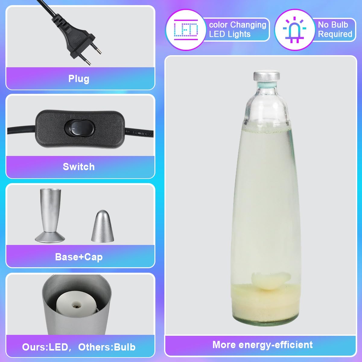 FBSPORT lavalampe kinder Lavalampen 17 Farbe wechselnde Lampe LED Nachtlicht Nachttischlampe entspannende Home Decor Wohnzimmer Büro Lampe für Erwachsene Teens Kinder