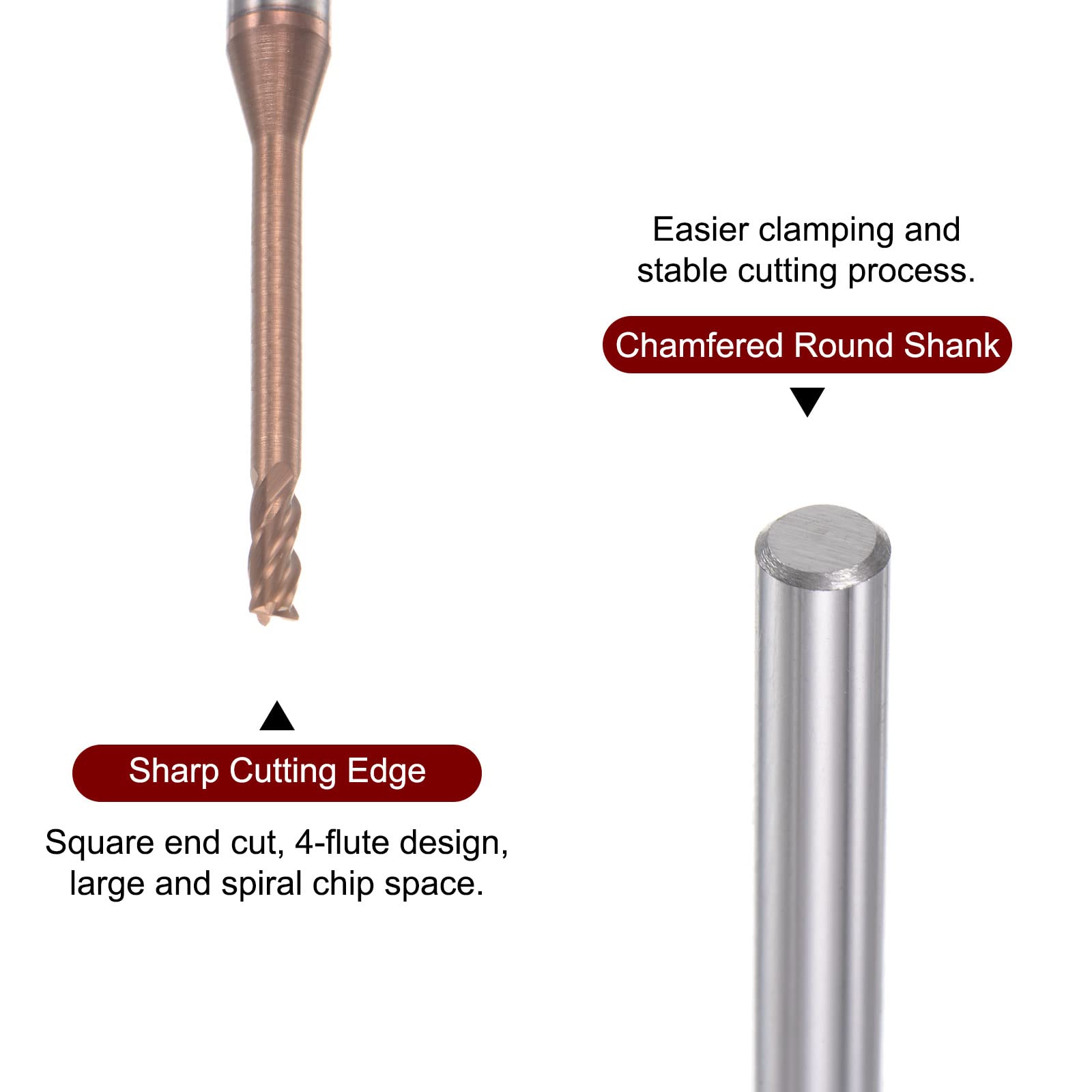 QUARKZMAN Cuadrado Nariz Extremo Molino 4mm Vástago 2mm x 20mm Titanio Revestido Sólido Carburo 4 Flautas Extra Largo Fresado para Inoxidable Acero Aleación Endurecido Acero