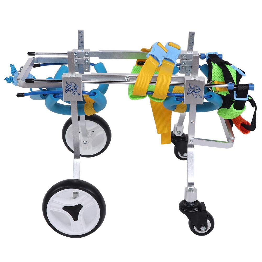 Pssopp Aluminum Alloy Dog Wheelchair with Four Wheels for Hind Leg Recovery - Full Support Pet Rehabilitation Cart for Disabled Dogs (XS)