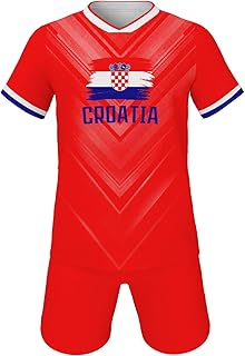 24/25 National Flag Soccer Jersey Kit for Kids Youth Boys Girls Sports Uniforms Outfits Fans Gift Shirt and Shorts Sets 3-14Y