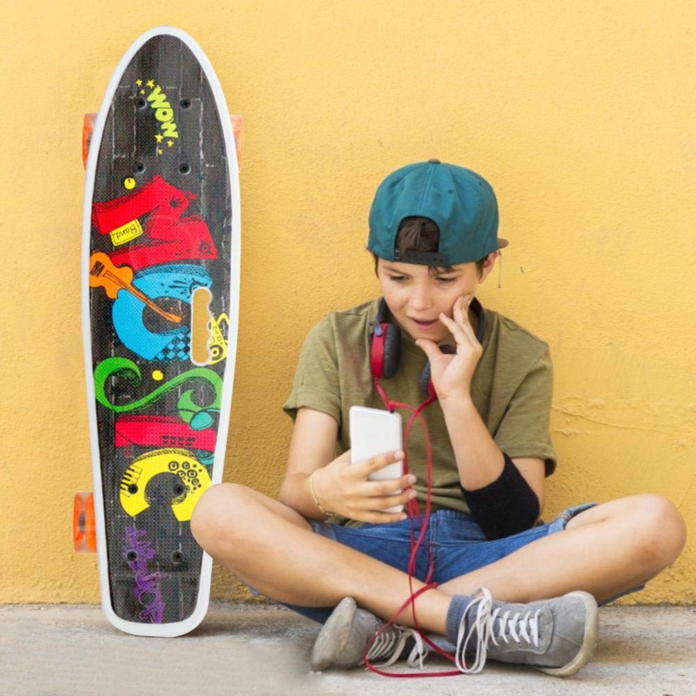 22Inch Skate Boards Cruiser Mini Board Skateboard Portable with LED Light up Shock Absorption Wheels for Kids Teens Adults