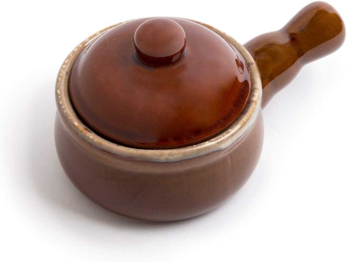 Fox Run 349 Run French Onion Soup Bowl with Lid, 4.75 x 7.75 x 4 inches, Brown
