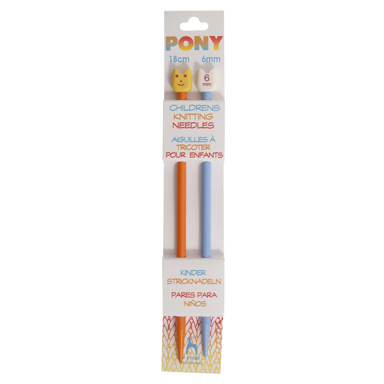 Pony Children's Coloured Knitting Needles - 6.00mm (P61663)